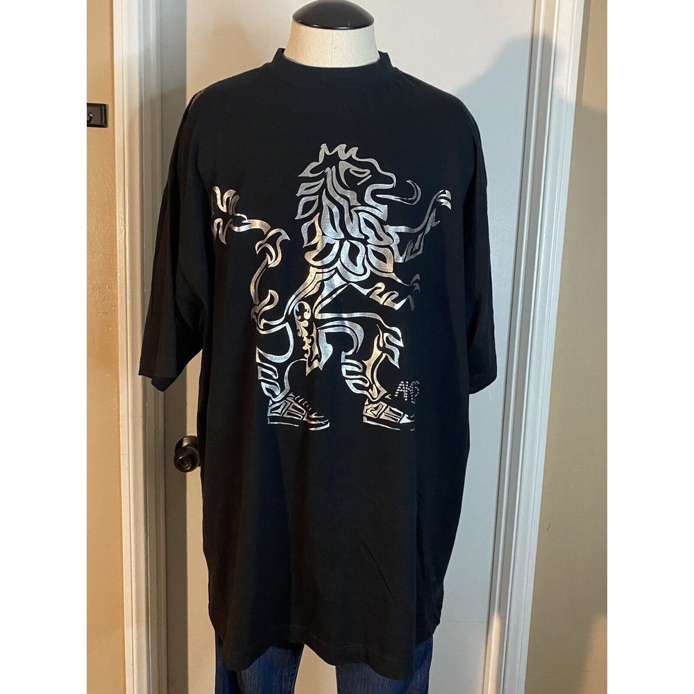 Akademiks Streetwear Silver Lion‎ With Kicks Shirt Adult L Black 100% Cotton